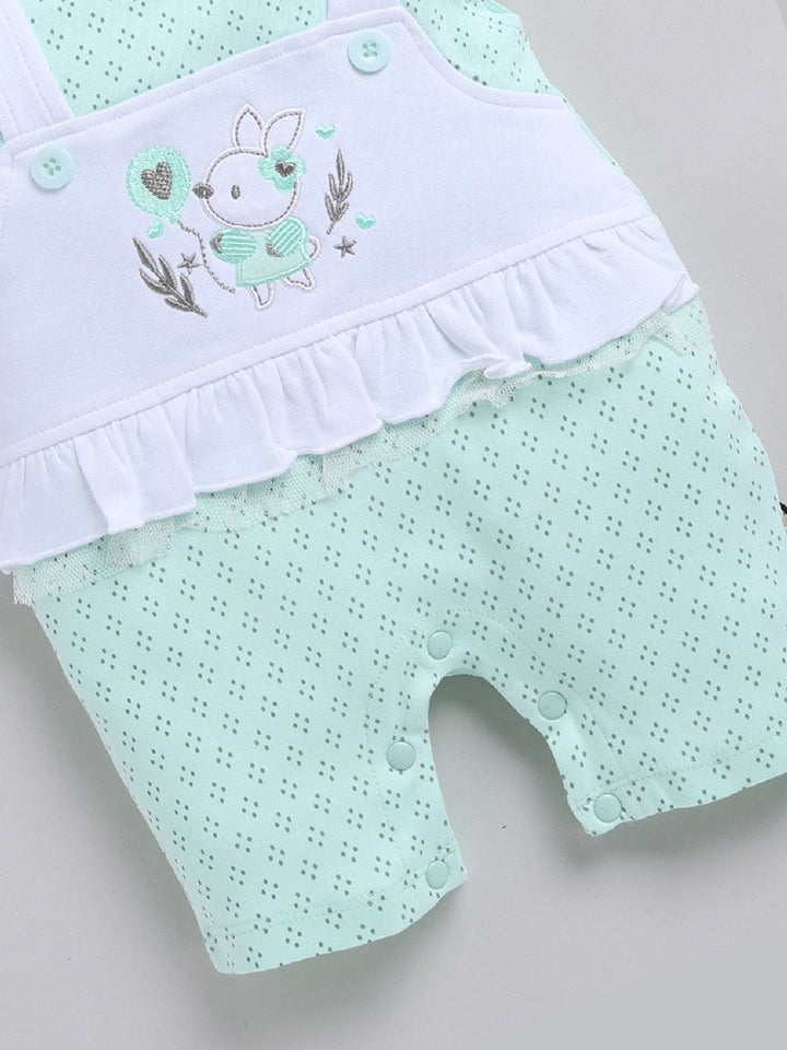 Moms Love Infant Girls Printed Cotton Rompers with Applique Detail