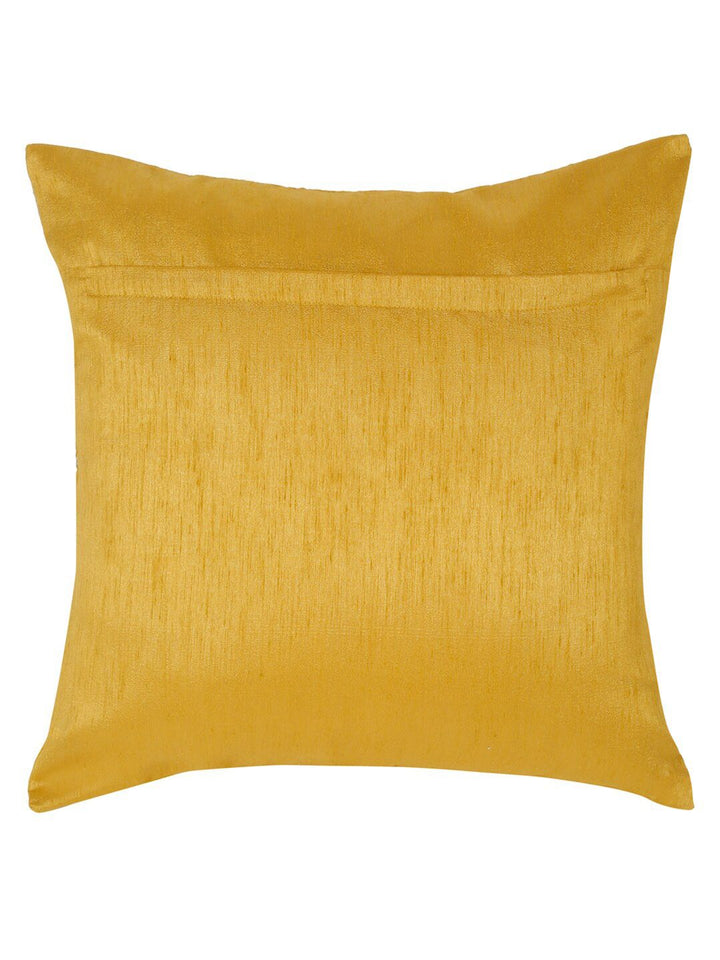 HOSTA HOMES Yellow & Gold-Toned Set of 2 Geometric Square Cushion Covers