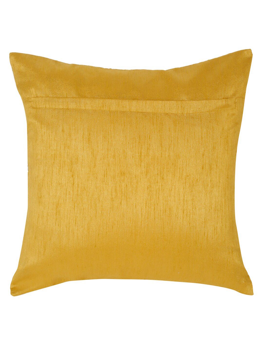 HOSTA HOMES Yellow & Gold-Toned Set of 2 Geometric Square Cushion Covers