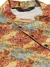 SOJANYA Men Blue Kurta with Churidar & Jacket