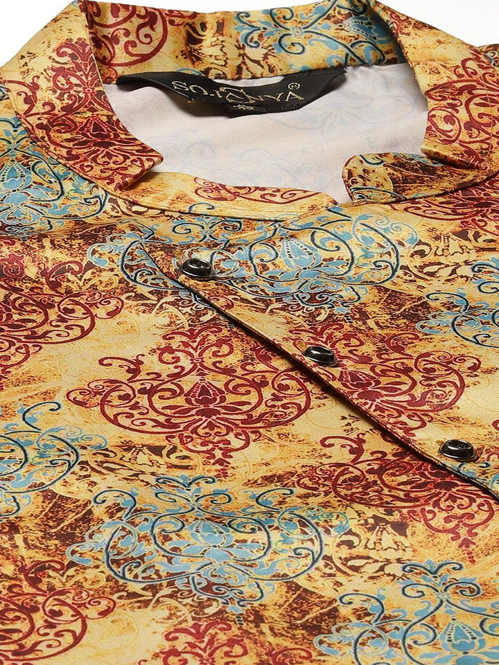 SOJANYA Men Blue Kurta with Churidar & Jacket