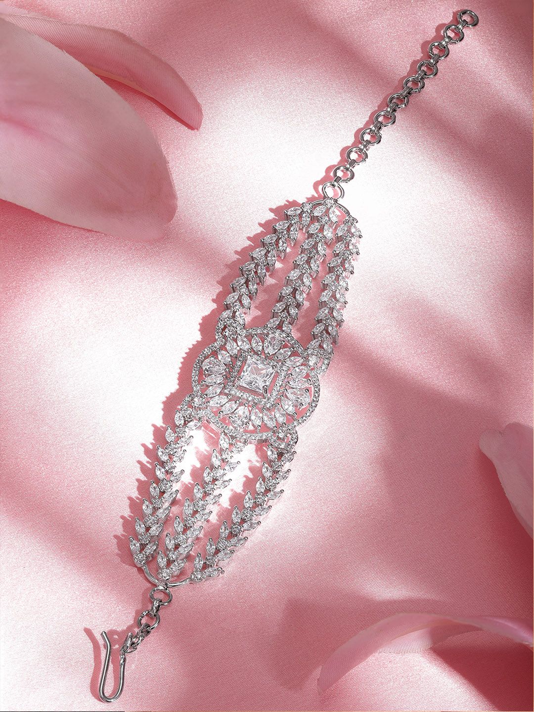 Rubans Zirconia Zirconia Rhodium-Plated Wracelet