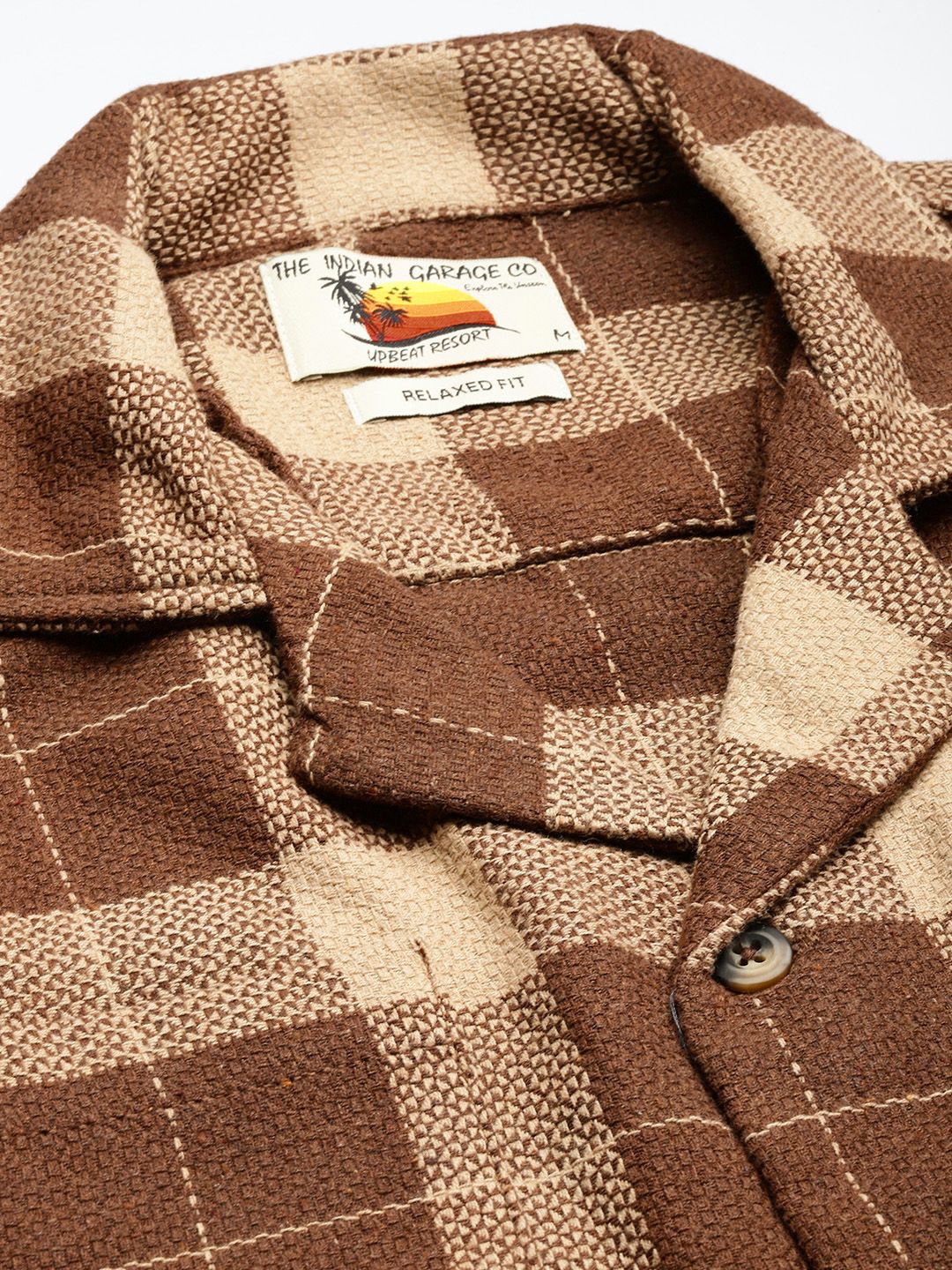 The Indian Garage Co Pure Cotton Checked & Textured Relaxed Fit Casual Shirt
