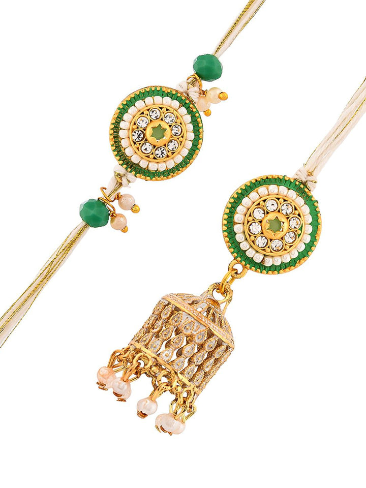 Voylla Set of 2 Pearls And Kundan Details Bhaiya Bhabhi Rakhi