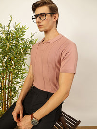 Thomas Scott Men Knit Striped Polo Collar T-shirt