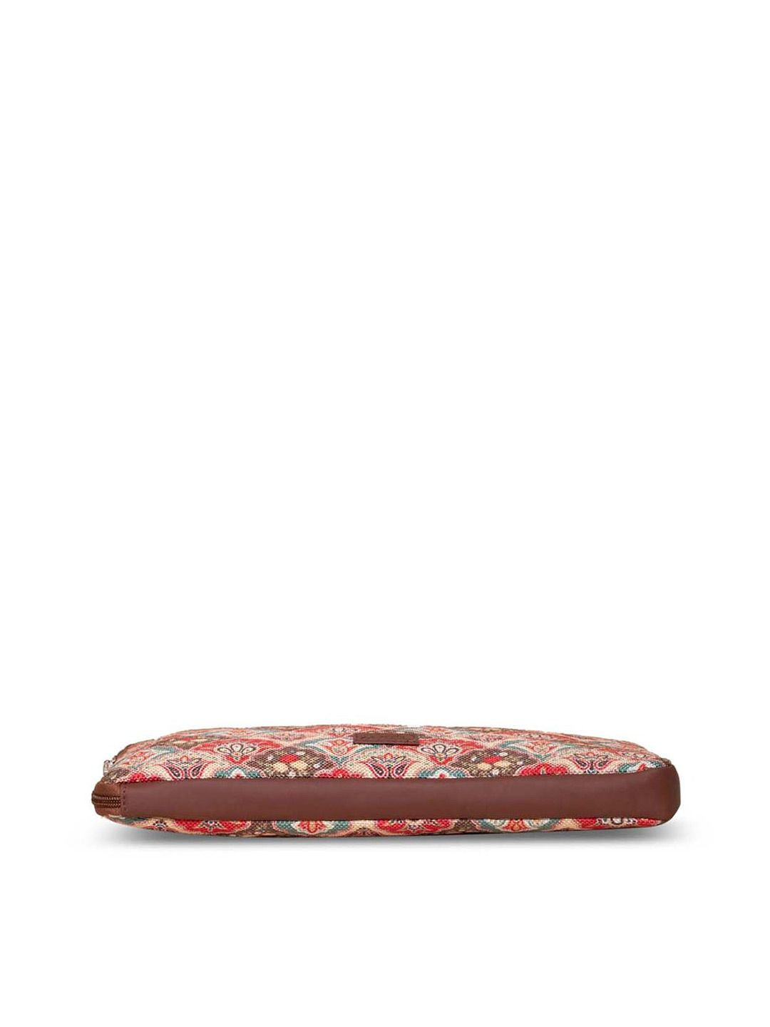 ZOUK Women Brown & Red Printed Jute Laptop Sleeve