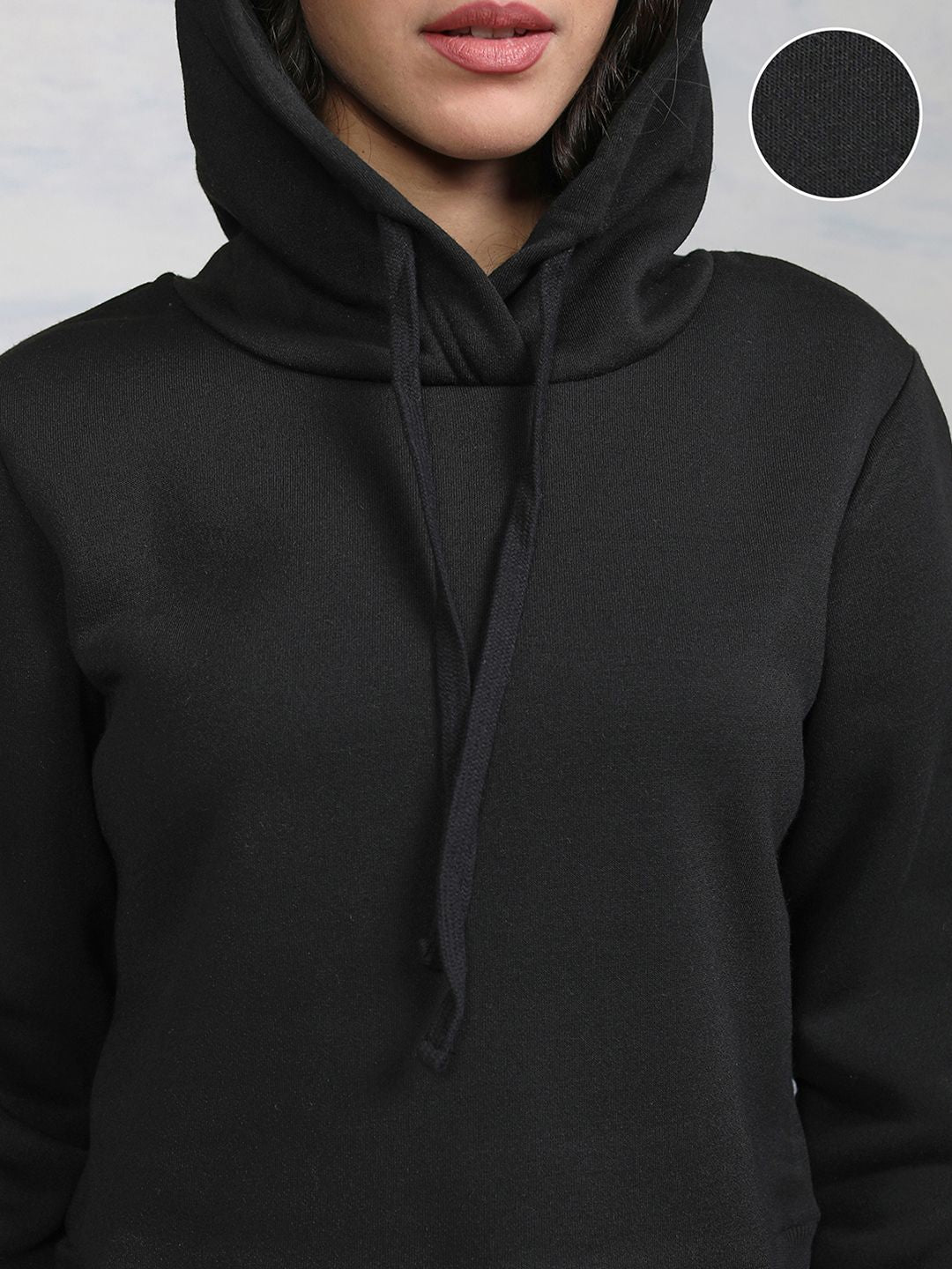 Tokyo Talkies Women Black Hooded Sweatshirt