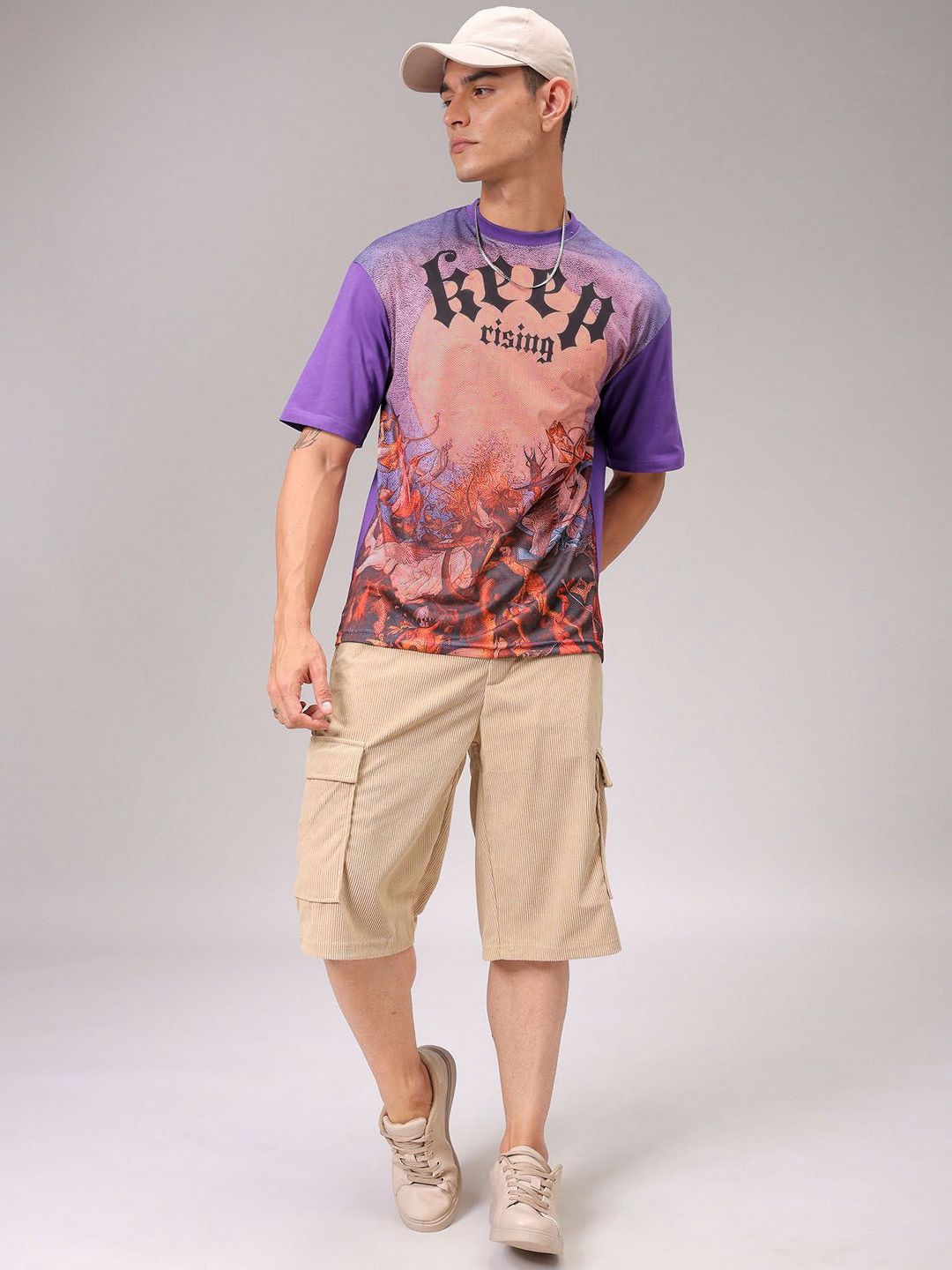 The Indian Garage Co Men Graphic Printed Round Neck Boxy T-shirt