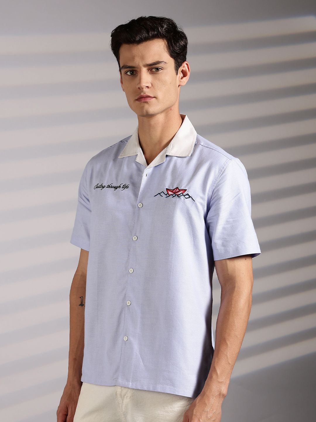 Eszett Boat Oversized Cuban Collar Cotton Shirt