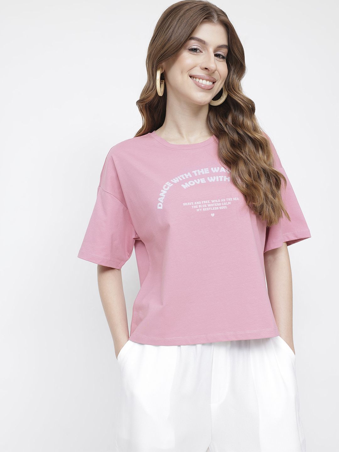 DressBerry Beach Babe Waves Printed Boxy T-shirt