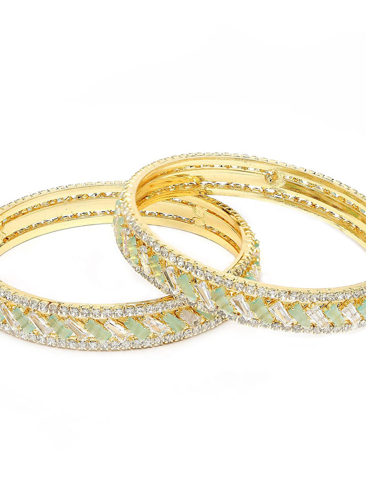 KARATCART Set Of 2 Gold Plated & AD Studded Bangles