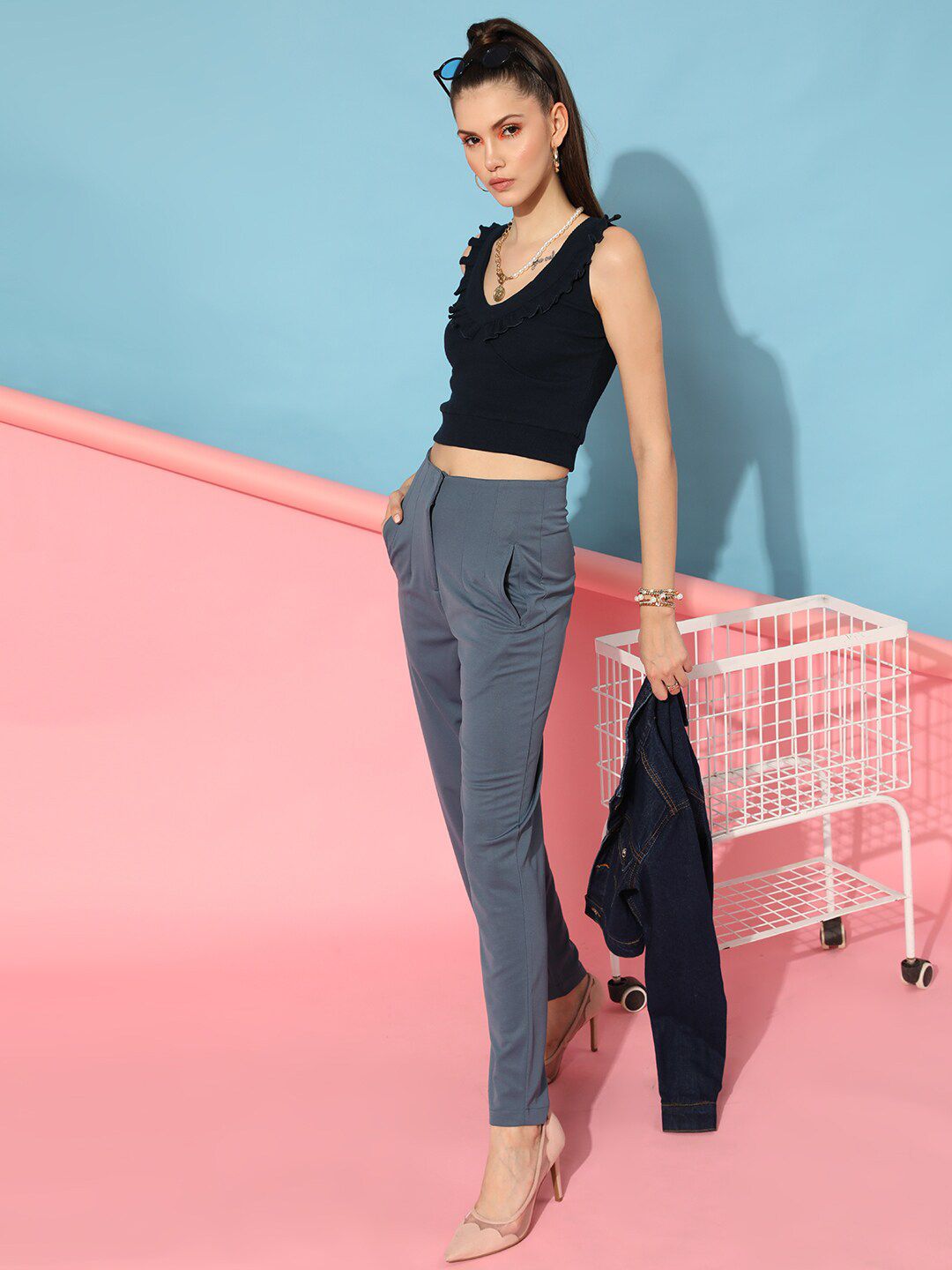 STREET 9 Blue Ruffled Crop Top