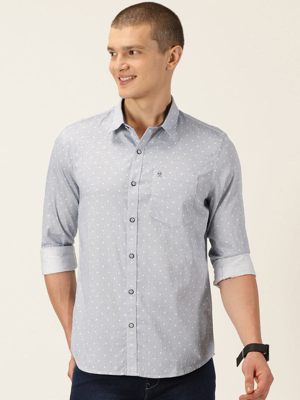 Thomas Scott Micro Ditsy Smart Slim Fit Cotton Shirt Caston