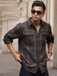 Powerlook Men Spread Collar Tartan Checked Cotton Casual Shirt