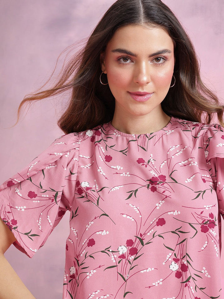DressBerry Floral Print Puff Sleeve Top