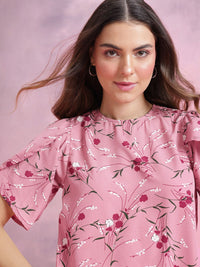 DressBerry Floral Print Puff Sleeve Top