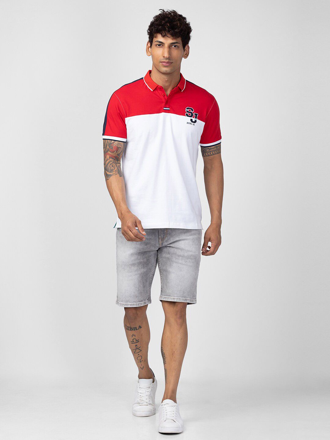 SPYKAR Men Colourblocked Polo Collar Slim Fit T-shirt