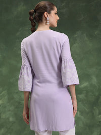 Vishudh Printed Tie-Up Neck Bell Sleeves Short Kurta