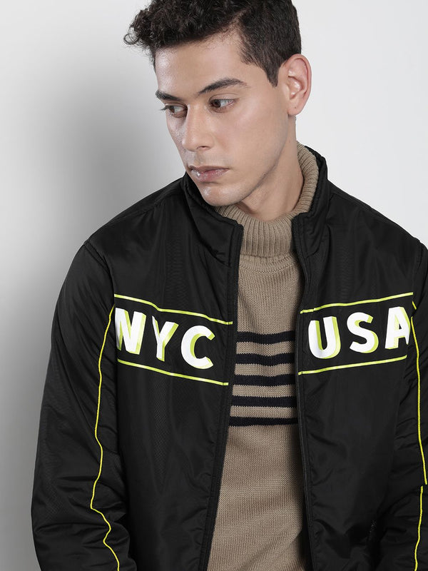 The Indian Garage Co Men Typographic Print Zip-Front Biker Jacket