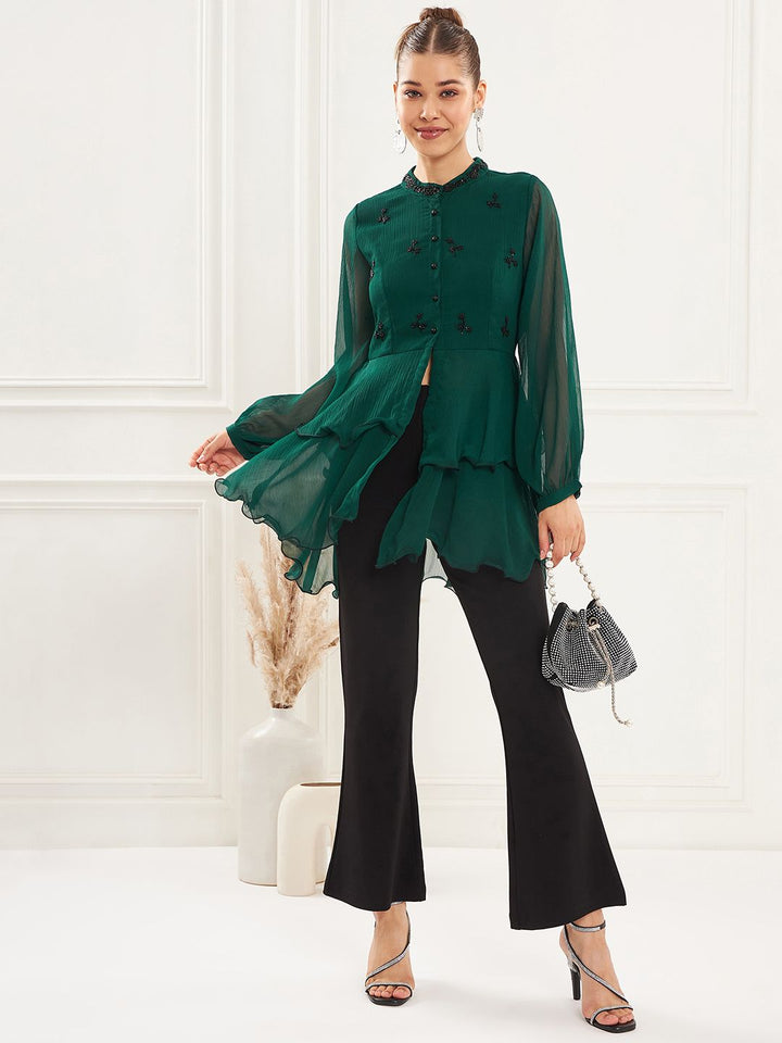 Antheaa Embellished Top & Trouser