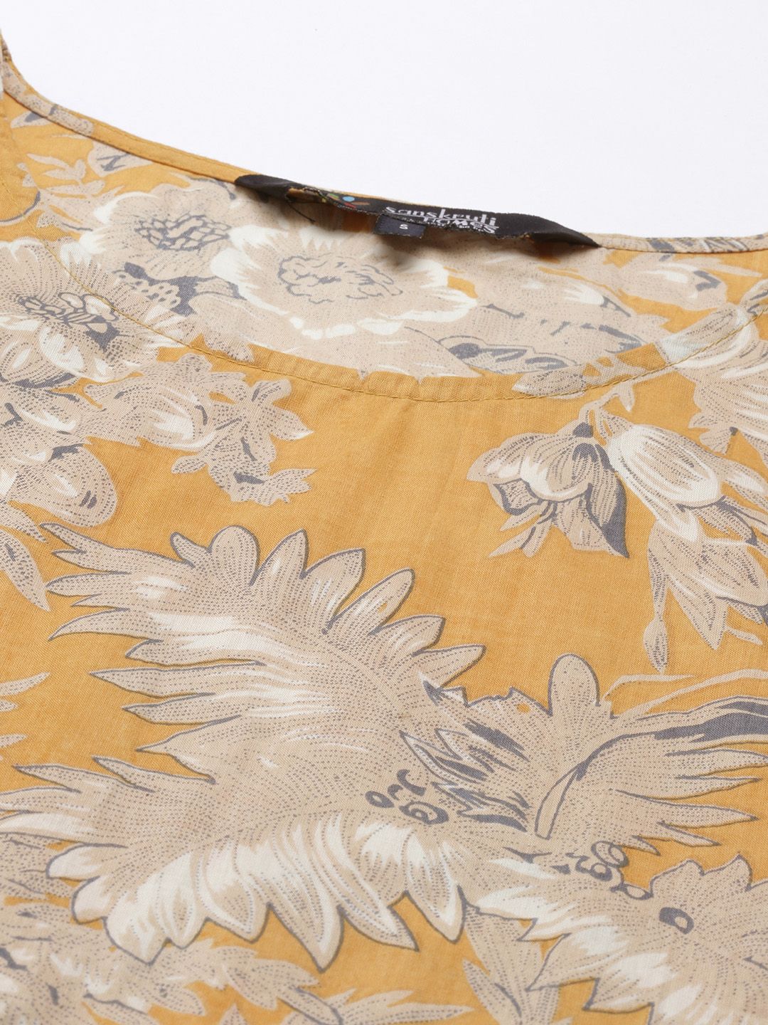 SANSKRUTIHOMES Women Mustard Yellow & Beige Printed Night suit