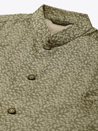 SOJANYA Men Maroon & Olive Green Jacquard Woven Design Kurta with Churidar & Nehru Jacket