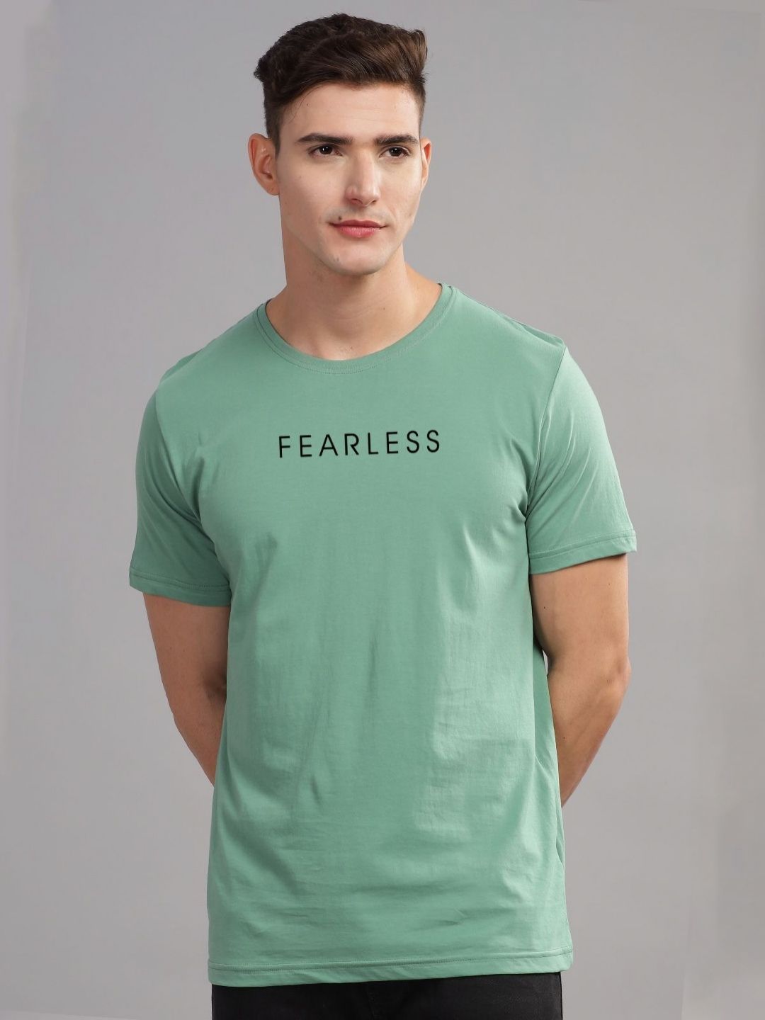 ADRO Men Typography Printed Raw Edge T-shirt