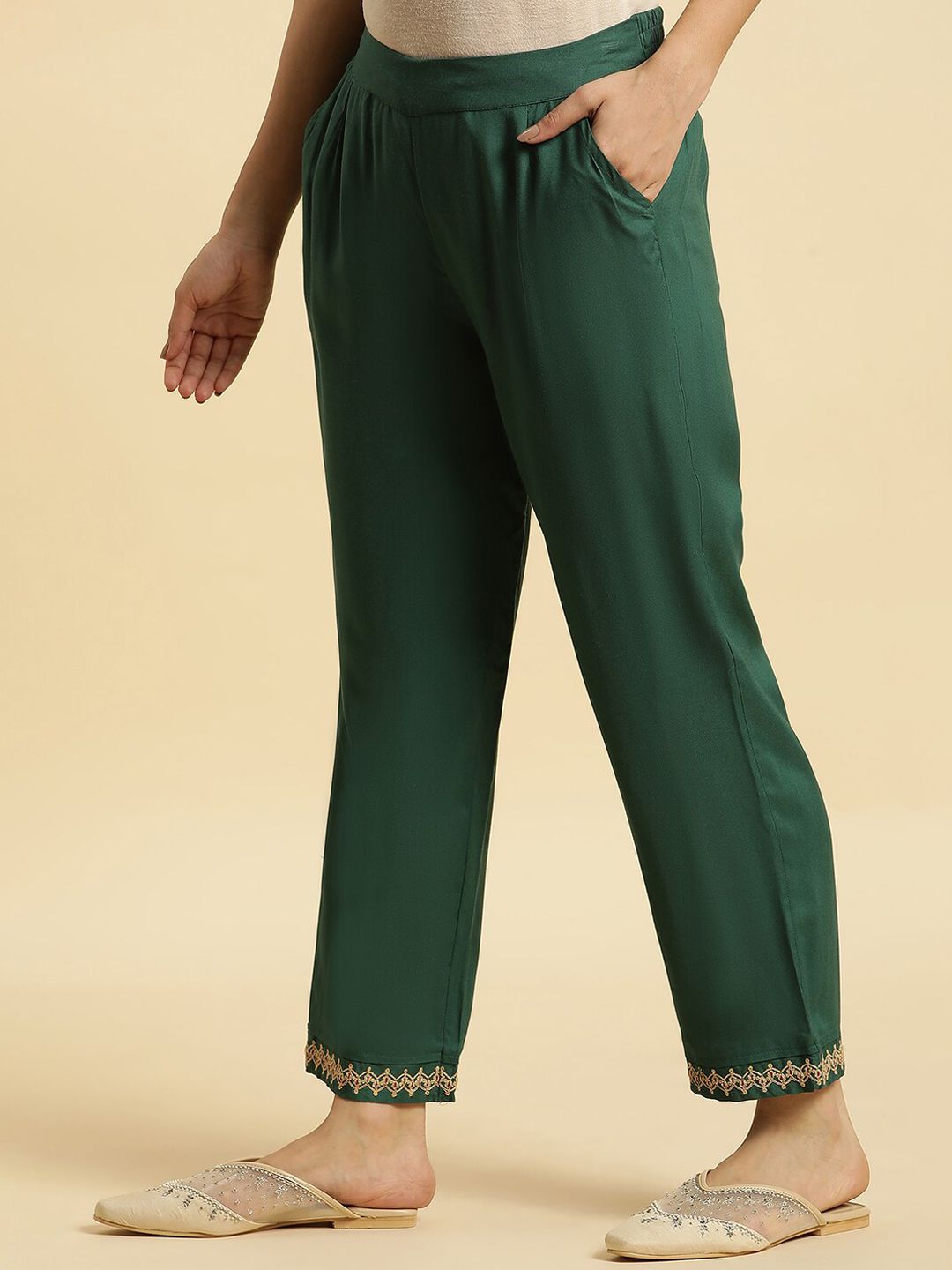 W Women Hem Design Straight Fit Palazzos