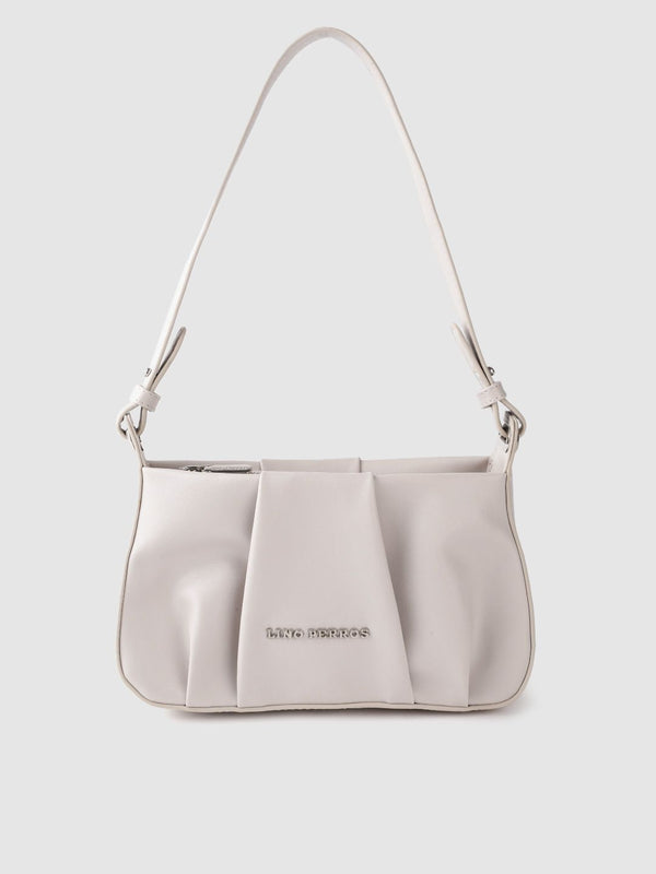 Lino Perros Off-White Structured Shoulder Bag with Pleated Detail
