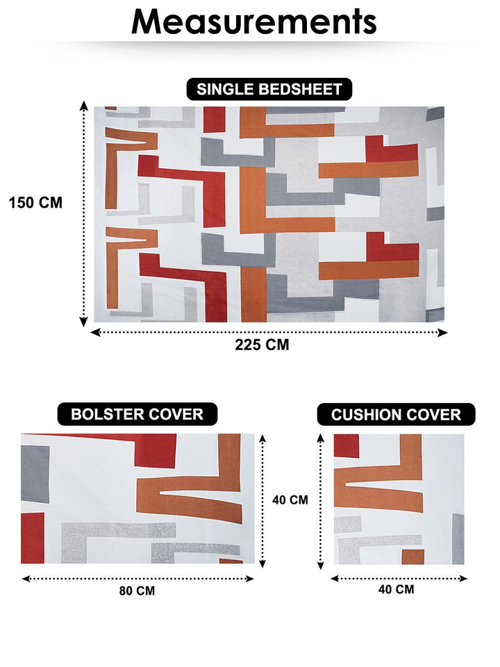 Story@home Geometric Printed 8 Pc Satin Finish Diwan Set