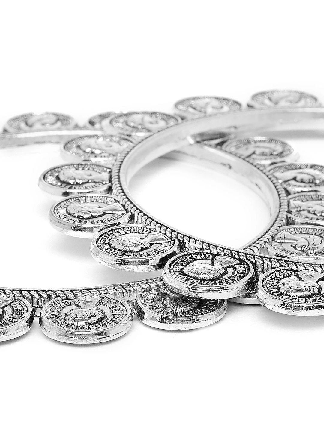 PANASH Set of 2 Silver-Plated Oxidised Bangles
