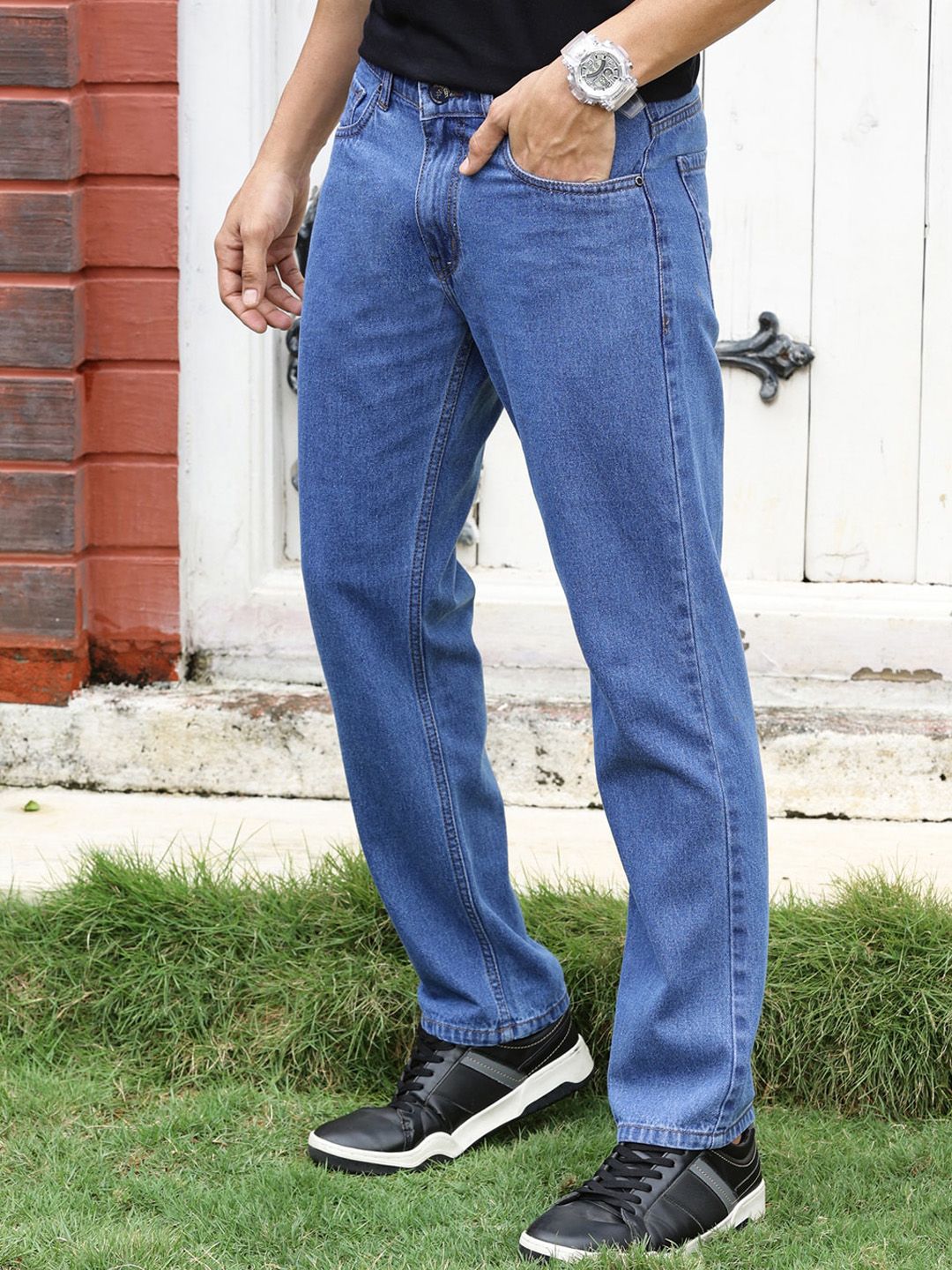 Thomas Scott Men Smart Baggy Fit Cotton Jeans