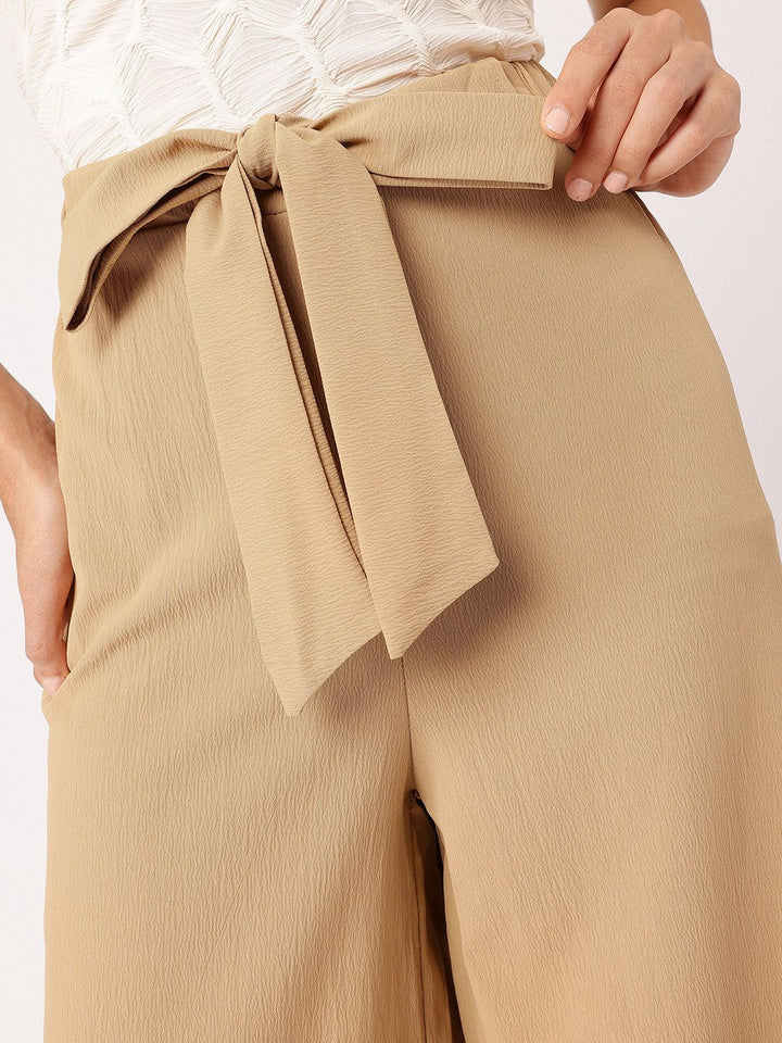 DressBerry Women Urban Chic Waist Tie-Up Flared Trousers