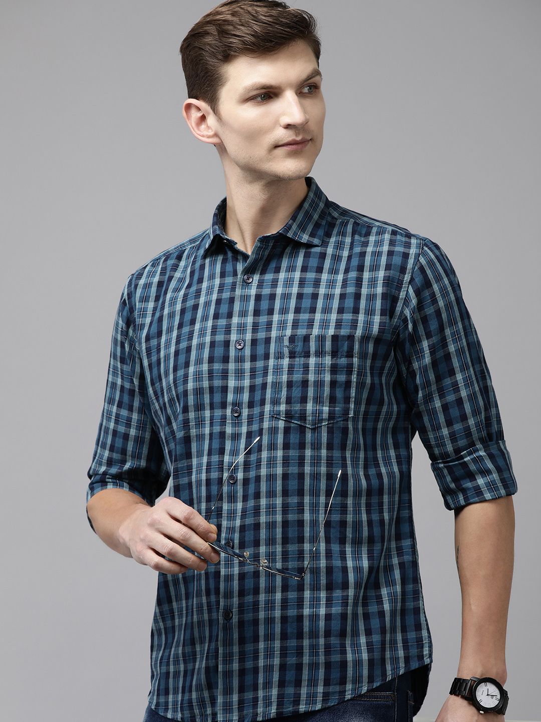 Park Avenue Slim Fit Checked Pure Cotton Casual Shirt
