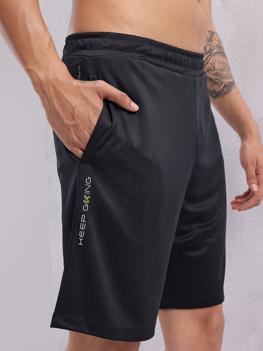 HRX by Hrithik Roshan Men Typography Printed Mid-Rise Rapid-Dry Training Shorts