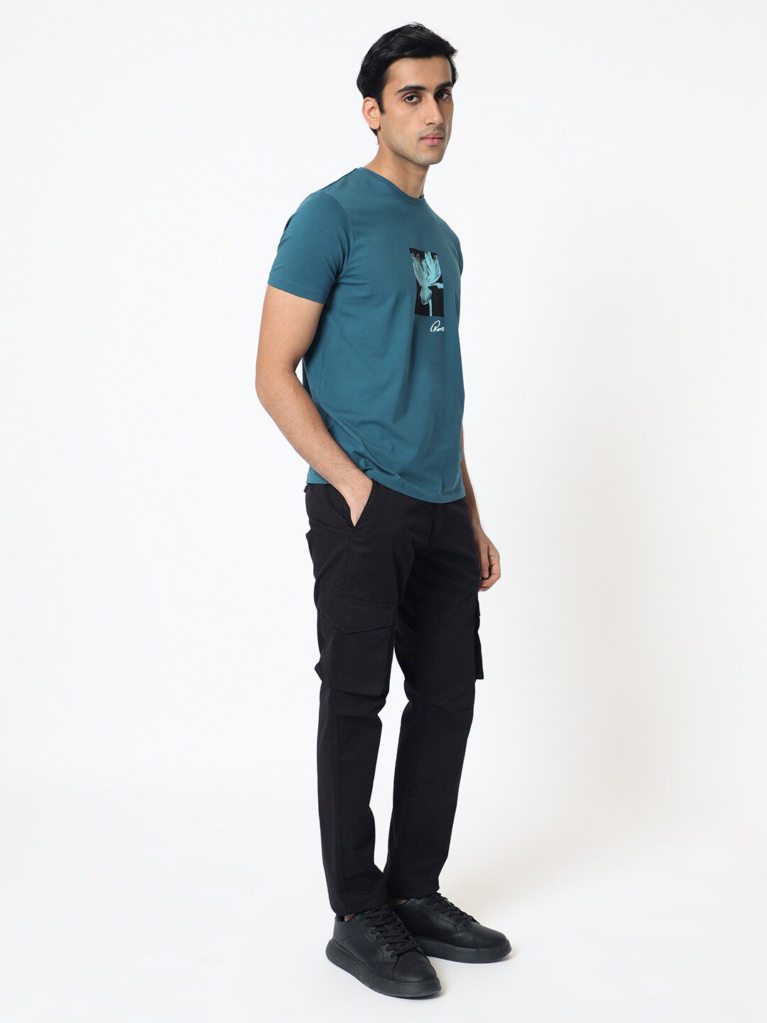 RARE RABBIT Men Dixie Graphic Printed Cotton Slim Fit T-Shirt