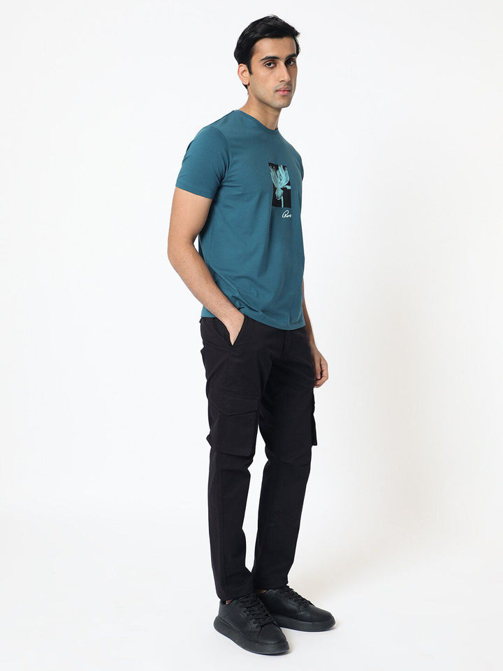 RARE RABBIT Men Dixie Graphic Printed Cotton Slim Fit T-Shirt