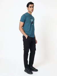 RARE RABBIT Men Dixie Graphic Printed Cotton Slim Fit T-Shirt