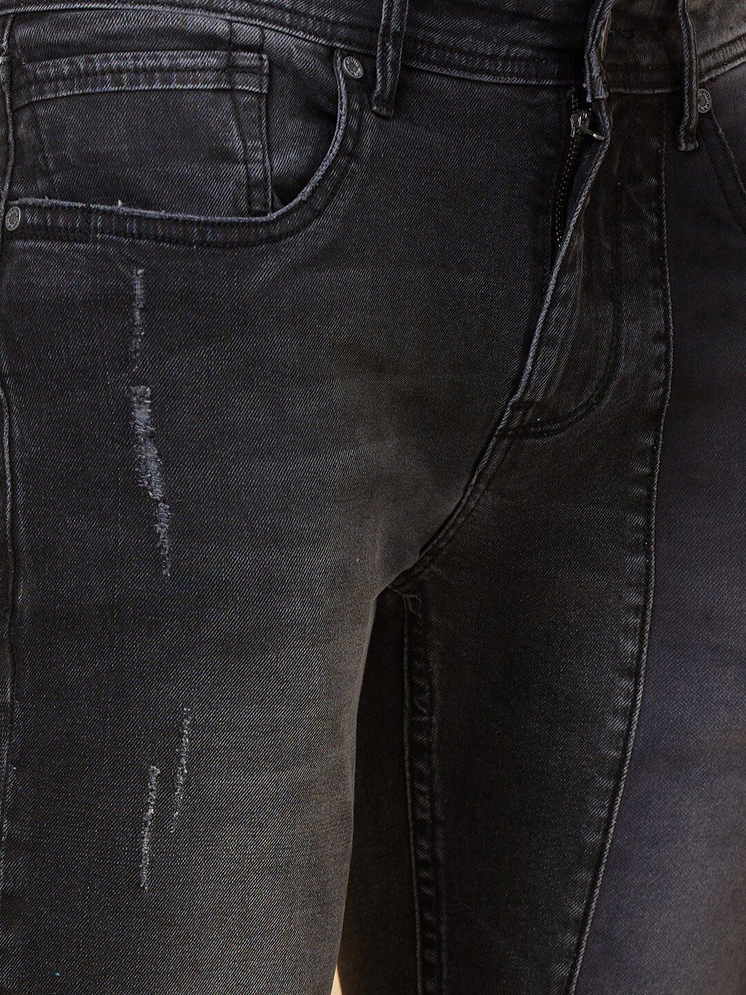 Being Human Men Slim Fit Low Distress Heavy Fade Stretchable Jeans