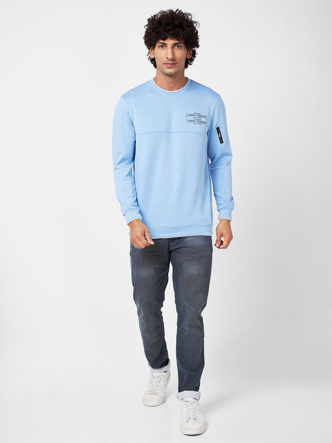 SPYKAR Typography Printed Round Neck Cotton Sweatshirt