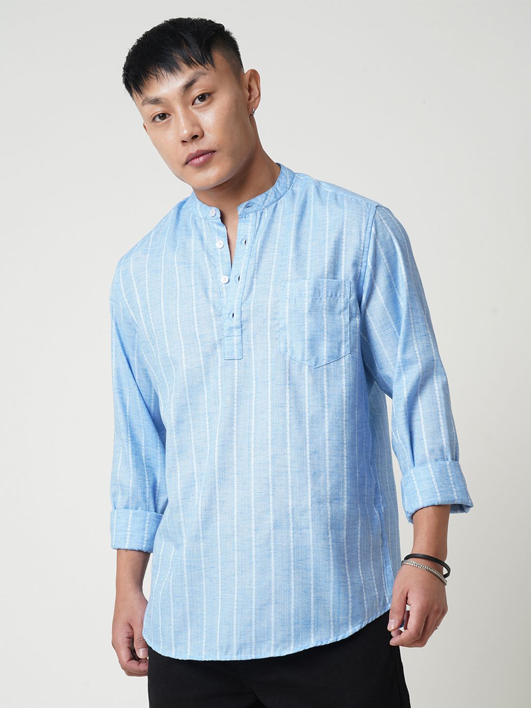 VASTRADO Band Collar Short Straight Kurta