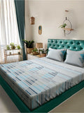 Klotthe Grey Grey Geometric 400 TC Cotton Dipasang Super King Bedsheet dengan 2 penutup bantal