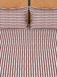 Story@home Maroon & White Striped 180 TC Queen Bedsheet with 2 Pillow Covers