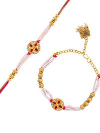 Voylla Set of 2 Pearls Detail Bhaiya-Bhabhi Rakhis
