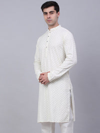 Jompers Men Ethnic Motifs Embroidered Mirror Work Cotton Kurta