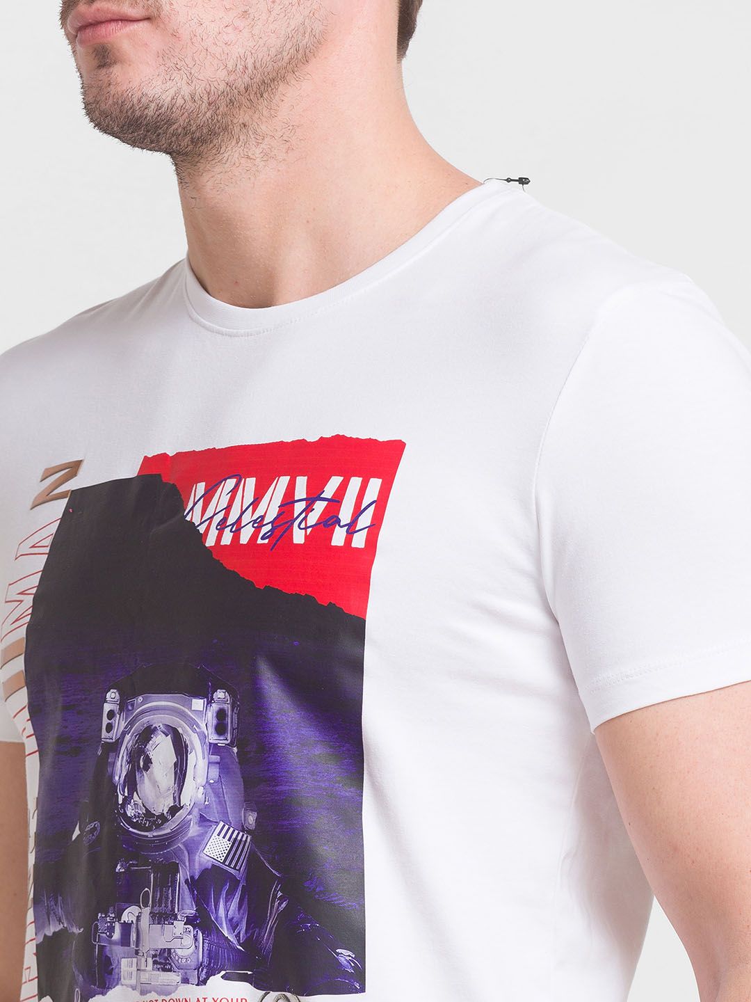 Being Human Men White Printed Cotton  T-shirt