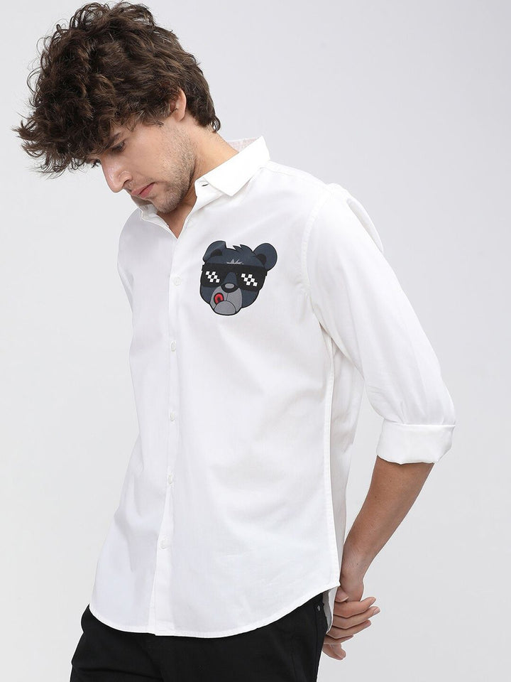 HIGHLANDER Men White Slim Fit Casual Shirt