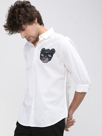 HIGHLANDER Men White Slim Fit Casual Shirt