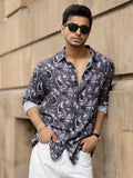 Powerlook Men Spread Collar Abstract Printed Cotton Casual Shirt