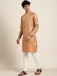 SOJANYA Ethnic Motifs Woven Design Silk Blend Regular Kurta with Churidar & Nehru jacket